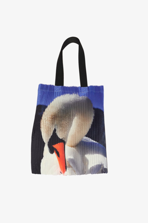 marios pleated tote bag macro print swan by Sara Scanderebech