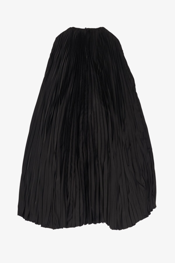 marios pleated black satin dress