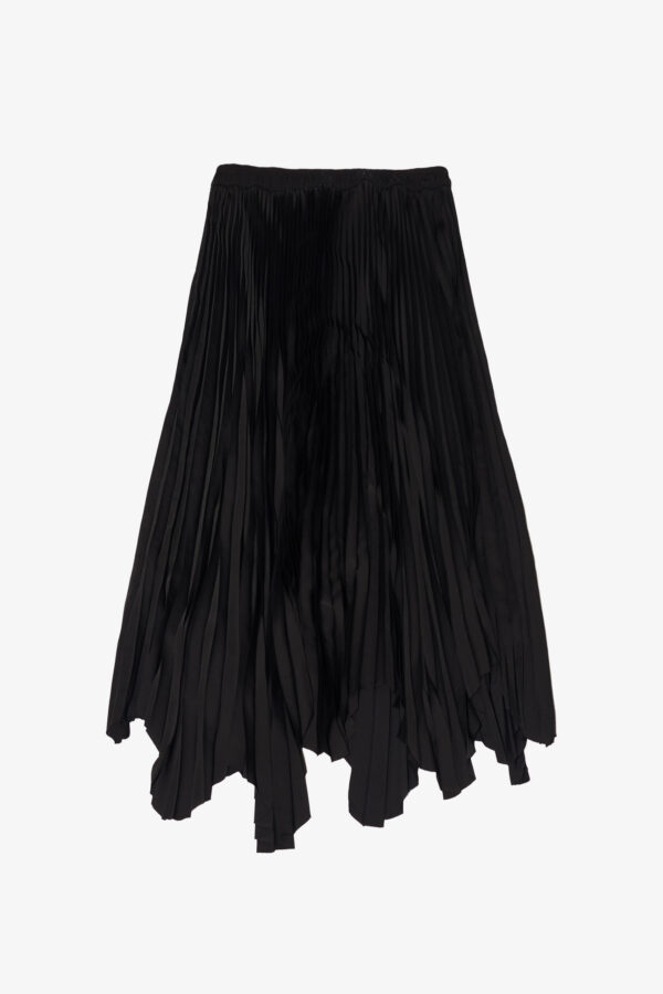 marios pleated black satin asymmetric skirt
