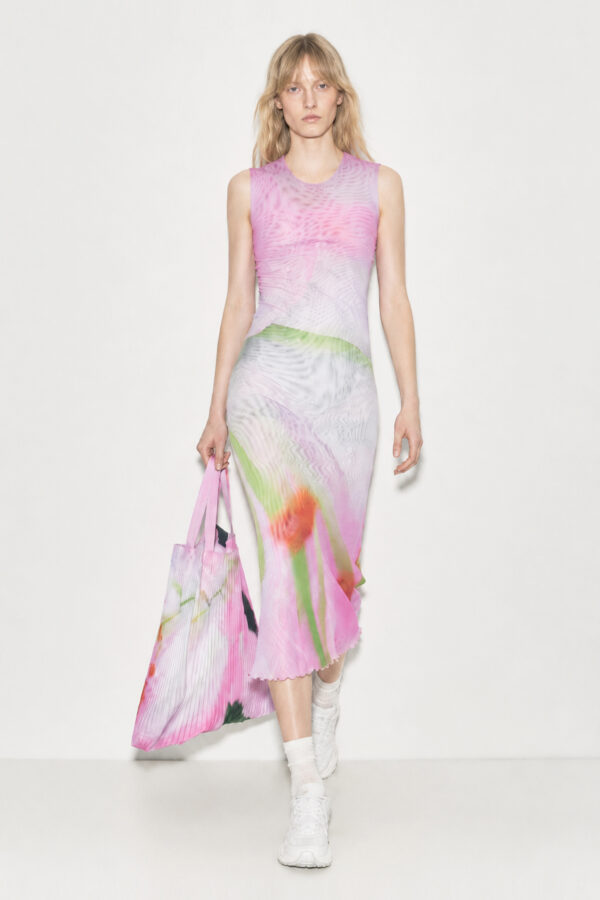 marios dress floret mesh print lilies Sara Scanderebech
