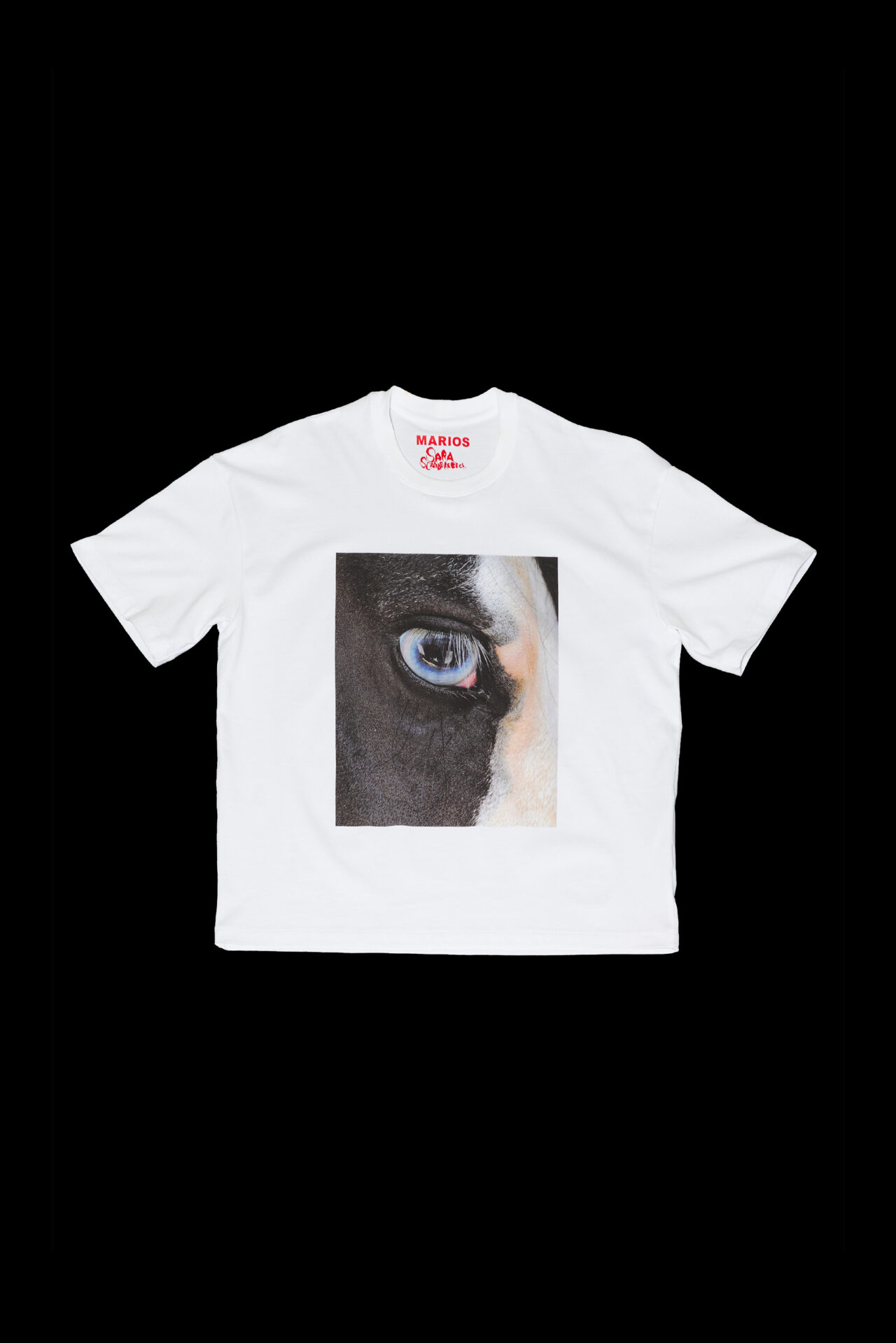 MARIOS horse print T-shirt in off-white cotton