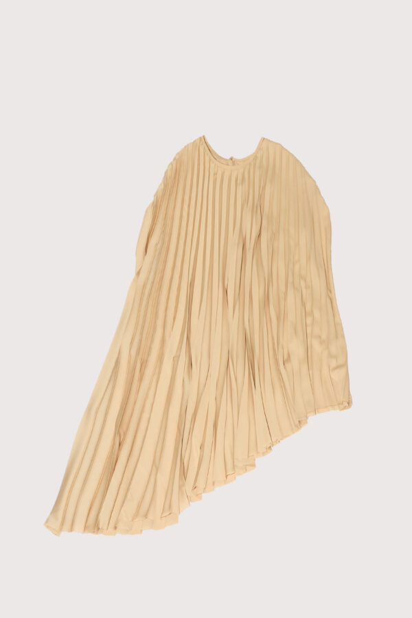 marios asymmetric fully pleated beige satin top