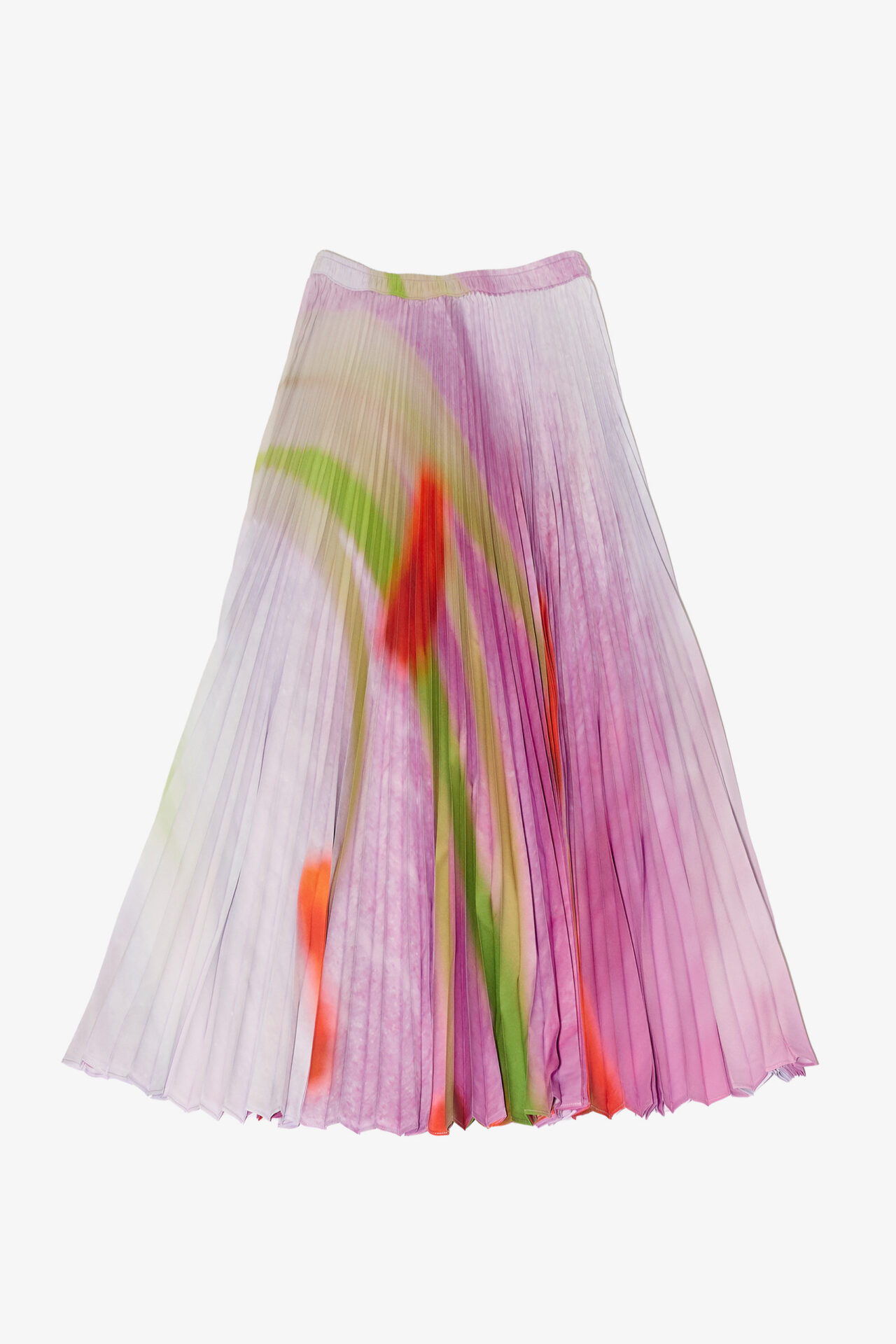 marios pleated skirt macro print lilies by Sara Scanderebech