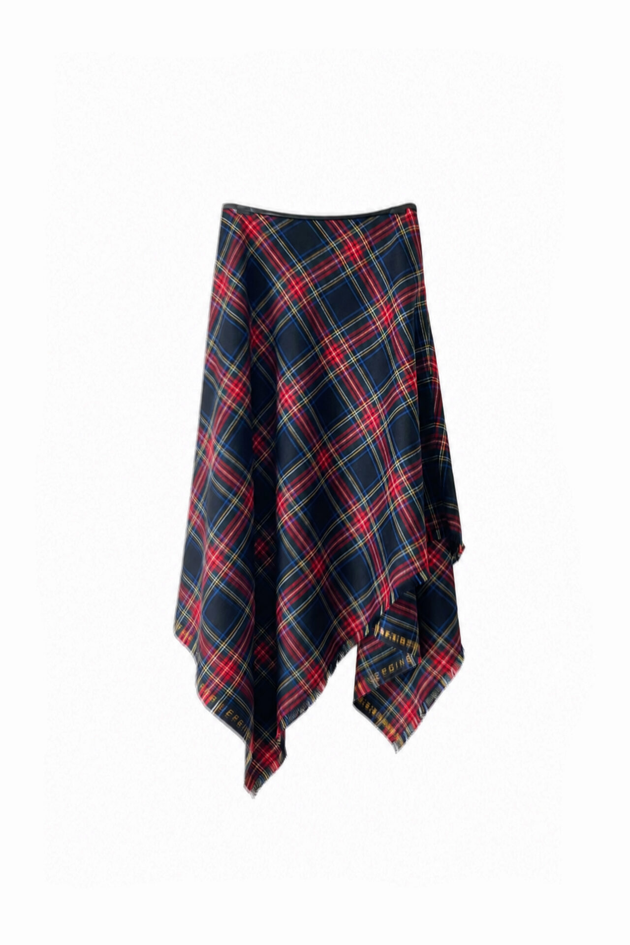 marios asymmetric plaid skirt wool tartan black