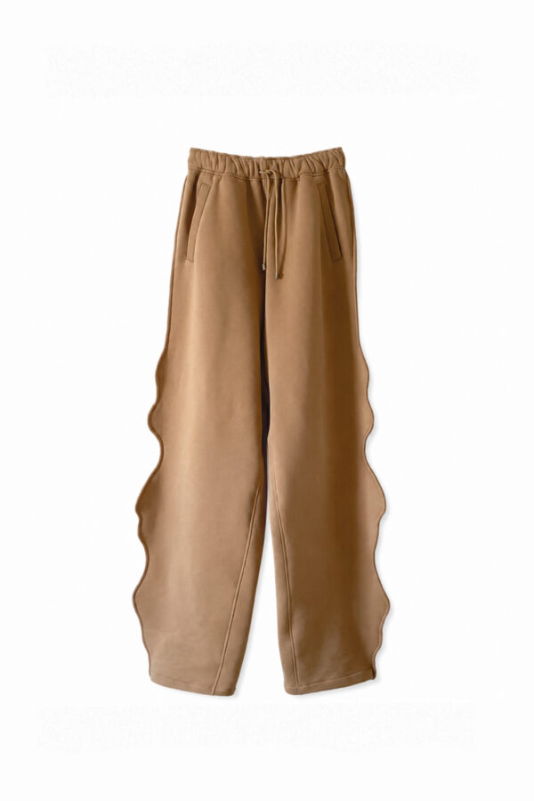 marios camel fleece sweatpants with side wavy cut